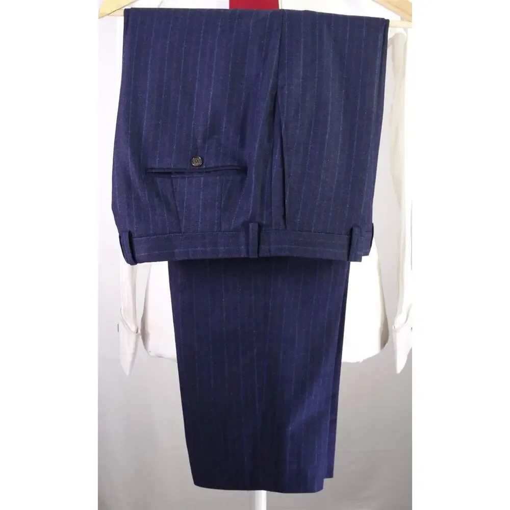 Hickey Freeman Navy w/ Purple Stripes Super 170s Wool & Cashmere Fleece Suit 42R